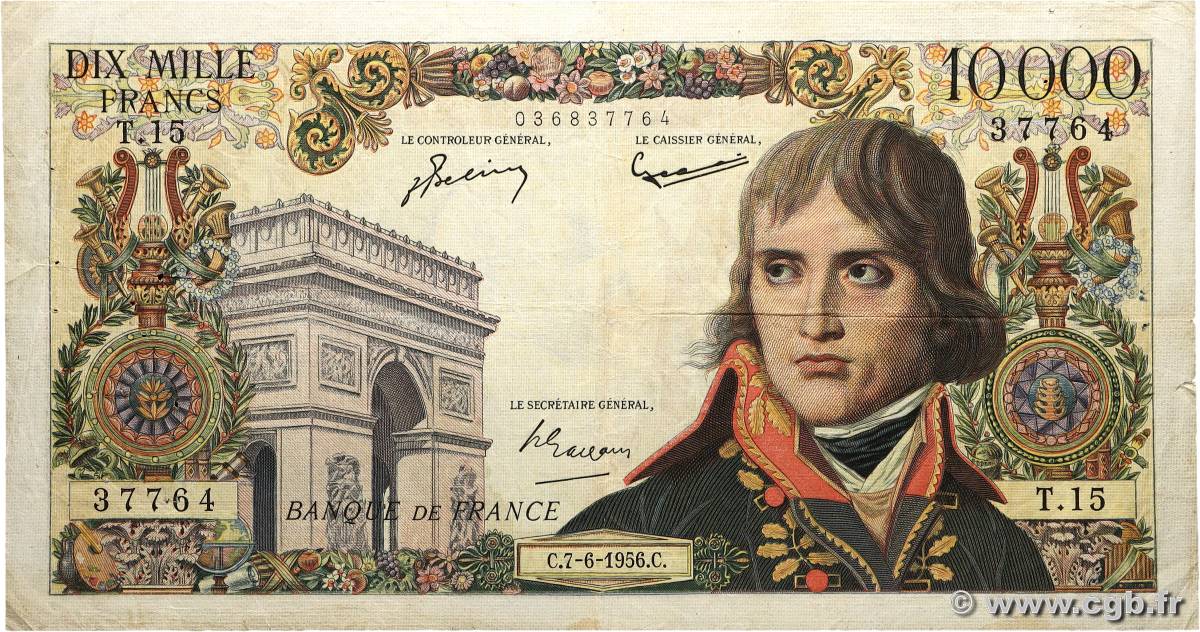 10000 Francs BONAPARTE FRANCE 1956 F.51.03 TB
