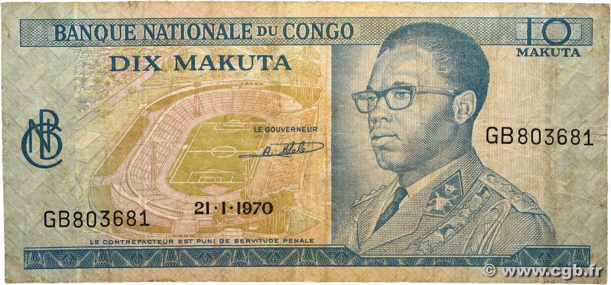 10 Makuta REPUBBLICA DEMOCRATICA DEL CONGO 1970 P.009a B