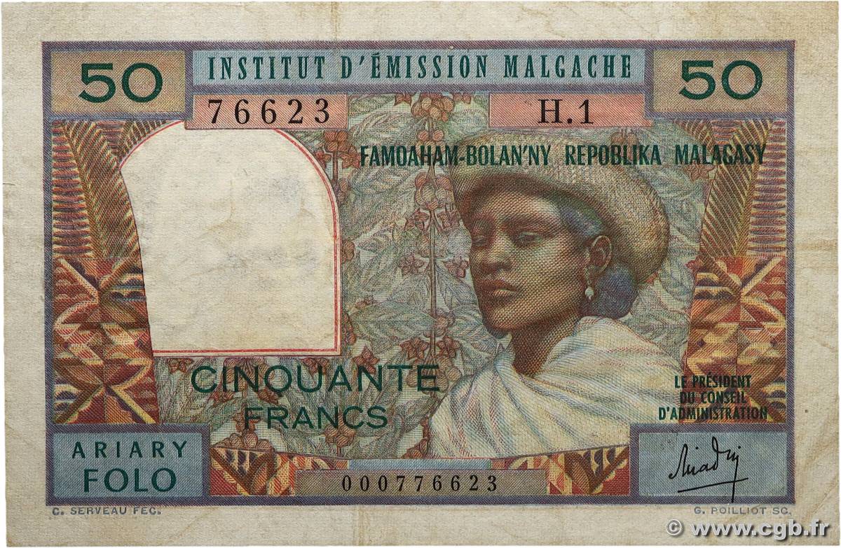 50 Francs - 10 Ariary MADAGASCAR 1969 P.061 pr.TTB