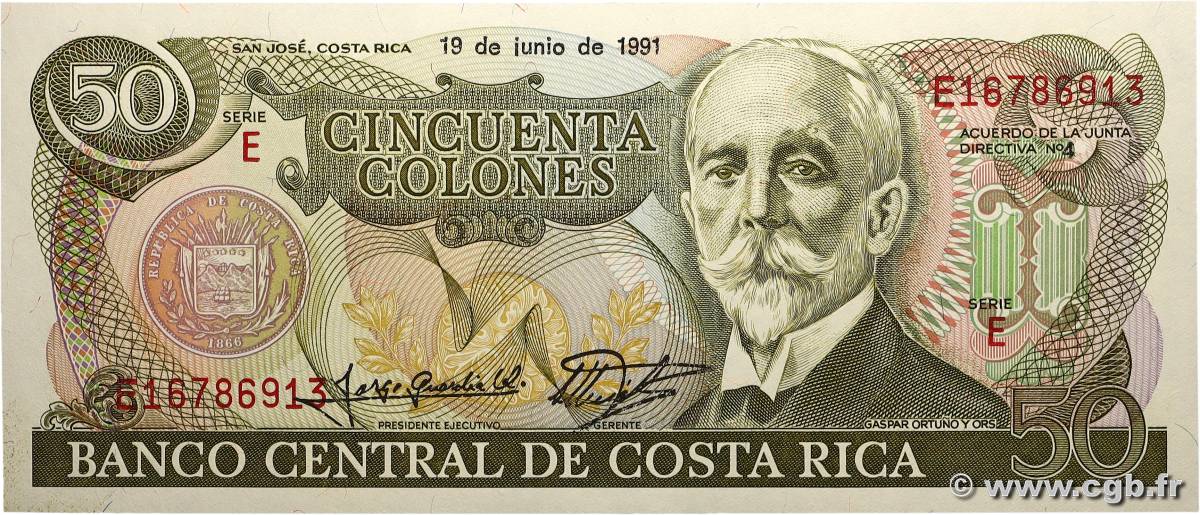 50 Colones COSTA RICA 1991 P.257a NEUF