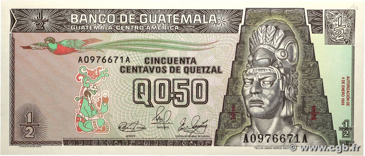 1/2 Quetzal GUATEMALA 1989 P.072a NEUF