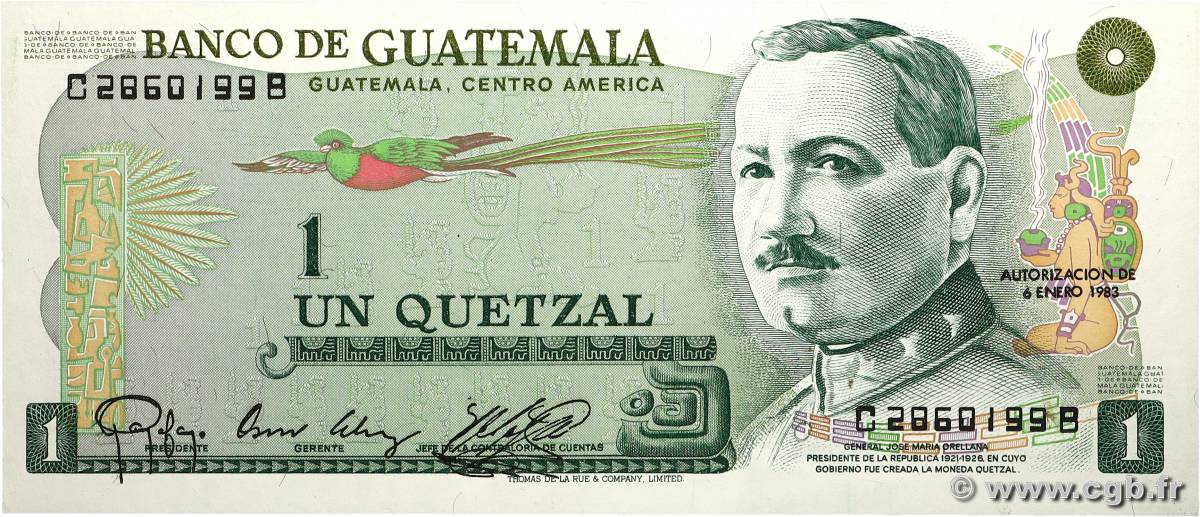 1 Quetzal GUATEMALA 1983 P.059c NEUF