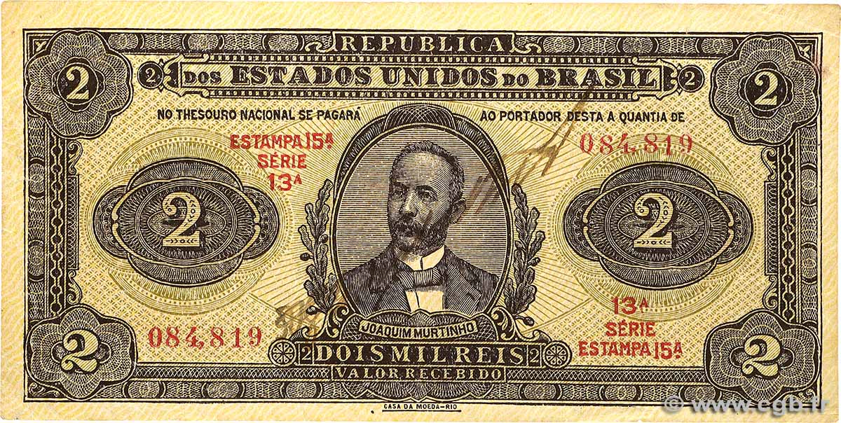 2 Mil Reis BRÉSIL 1923 P.017 pr.SUP