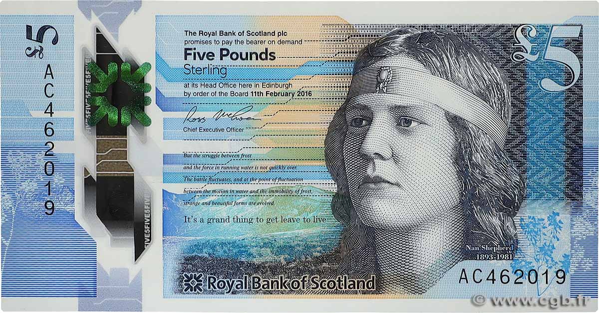 5 Pounds SCOTLAND 2016 P.370 UNC-