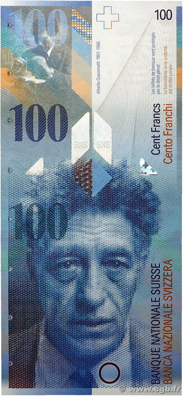 100 Francs SUISSE 2010 P.72i NEUF