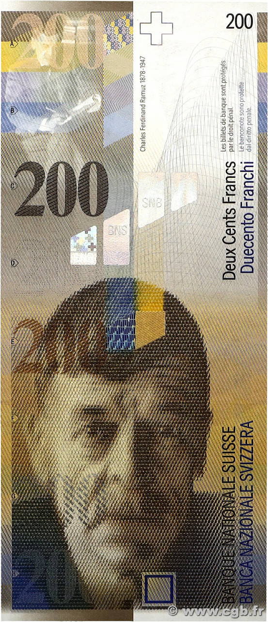 200 Francs SUISSE 2013 P.73e NEUF