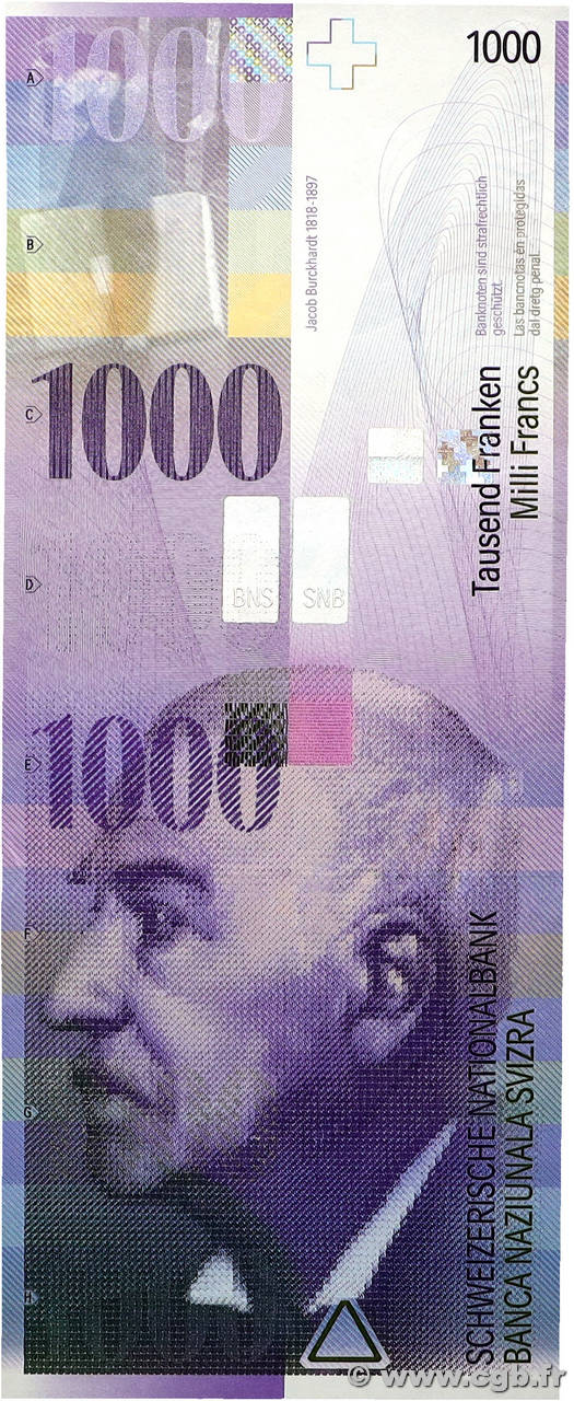 1000 Francs SUISSE 2012 P.74d NEUF