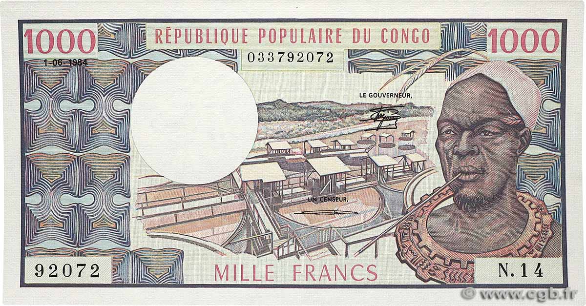 1000 Francs type 1973 CONGO 1984 A.213h fST+
