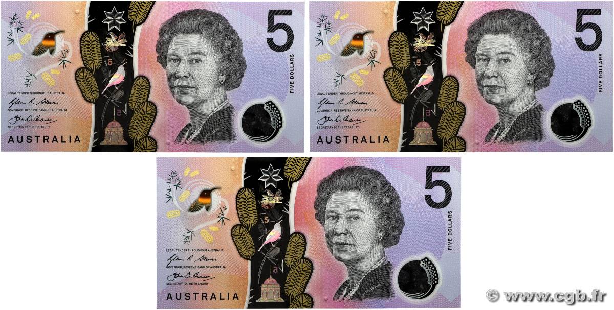 5 Dollars Lot AUSTRALIE 2016 P.62 NEUF