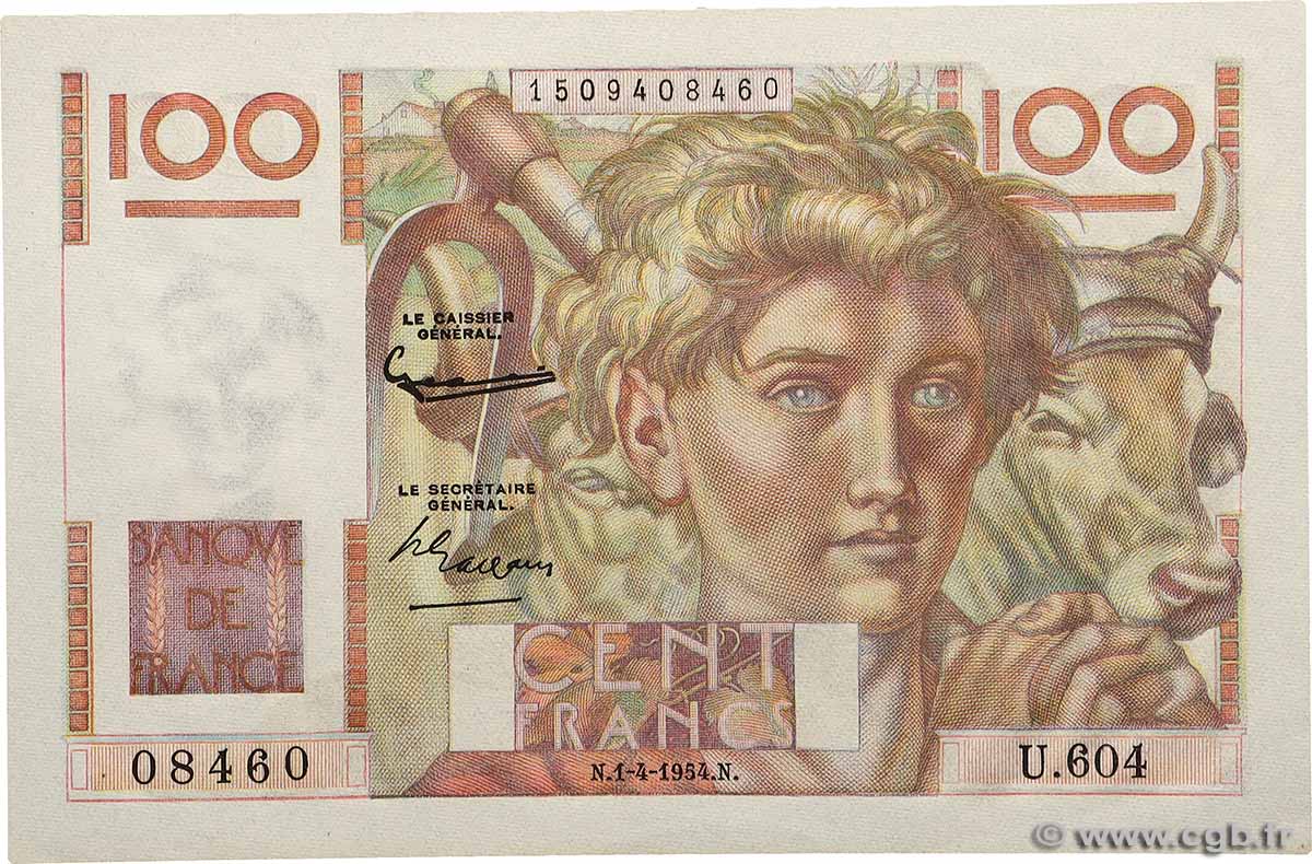 100 Francs JEUNE PAYSAN FRANCE 1954 F.28.43 pr.NEUF