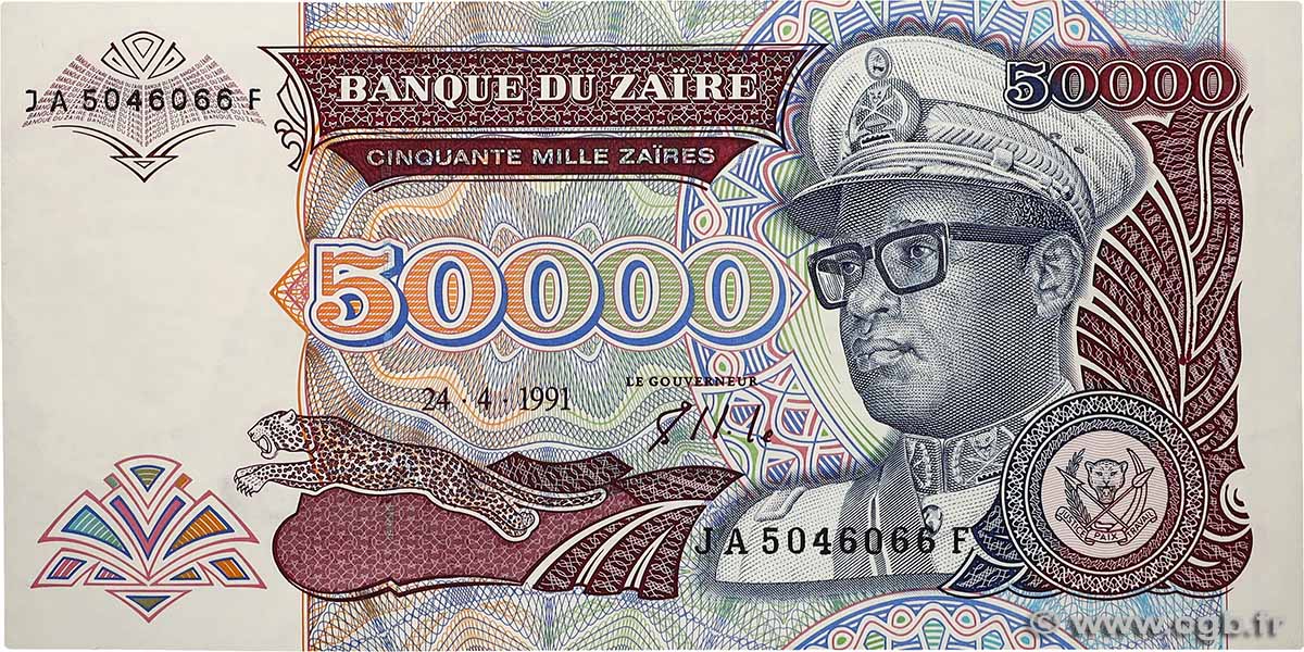 50000 Zaïres ZAIRE 1991 P.40a UNC