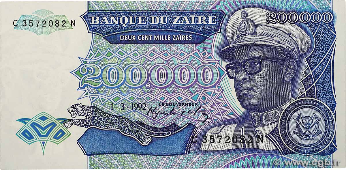200000 Zaïres ZAÏRE 1992 P.42a NEUF
