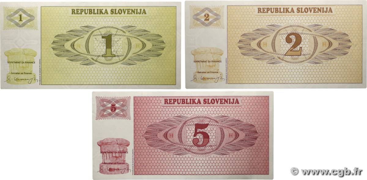 1 à 5 Tolarjev Lot SLOVÉNIE 1990 P.01a à P.03a NEUF