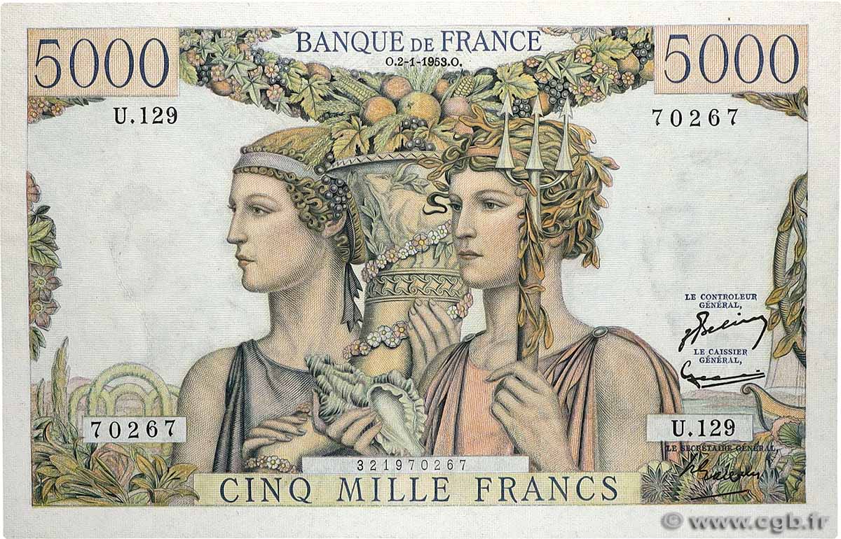 5000 Francs TERRE ET MER FRANCE 1953 F.48.08 SPL