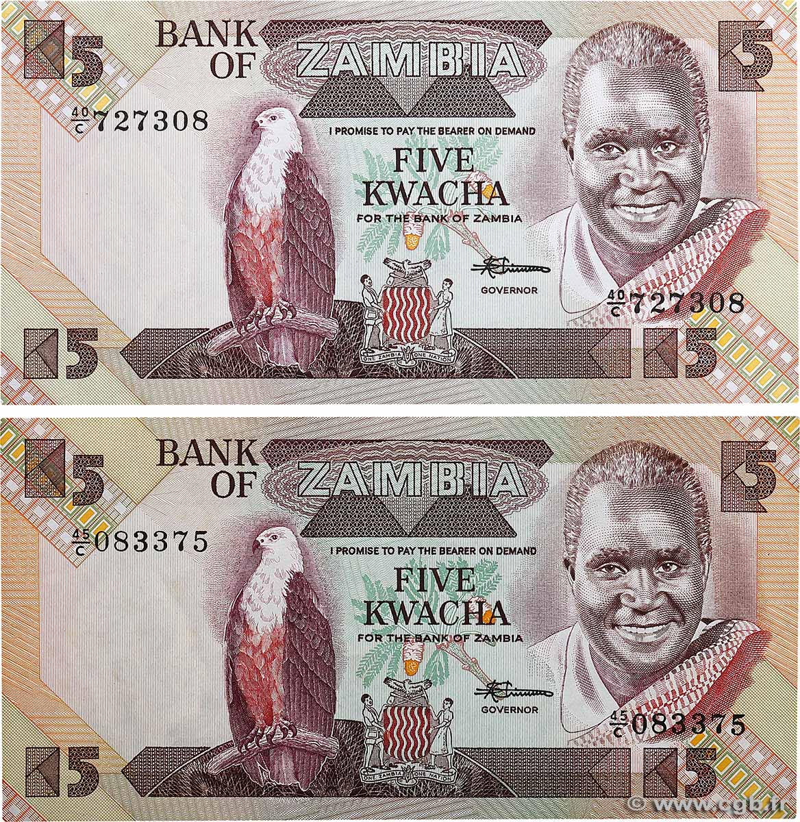 5 Kwacha Lot SAMBIA 1980 P.25d ST