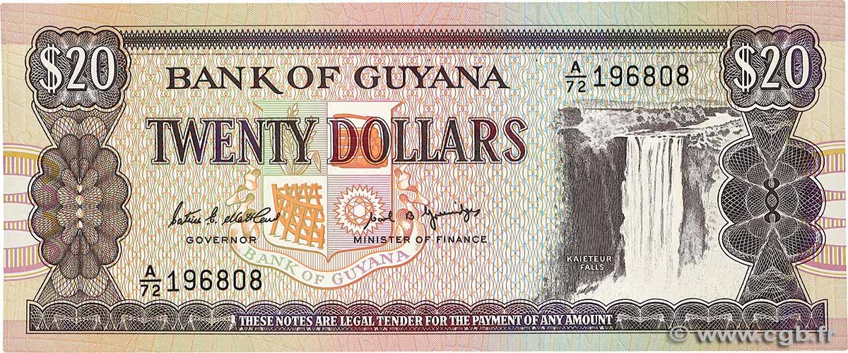 20 Dollars GUYANA 1989 P.27 UNC-