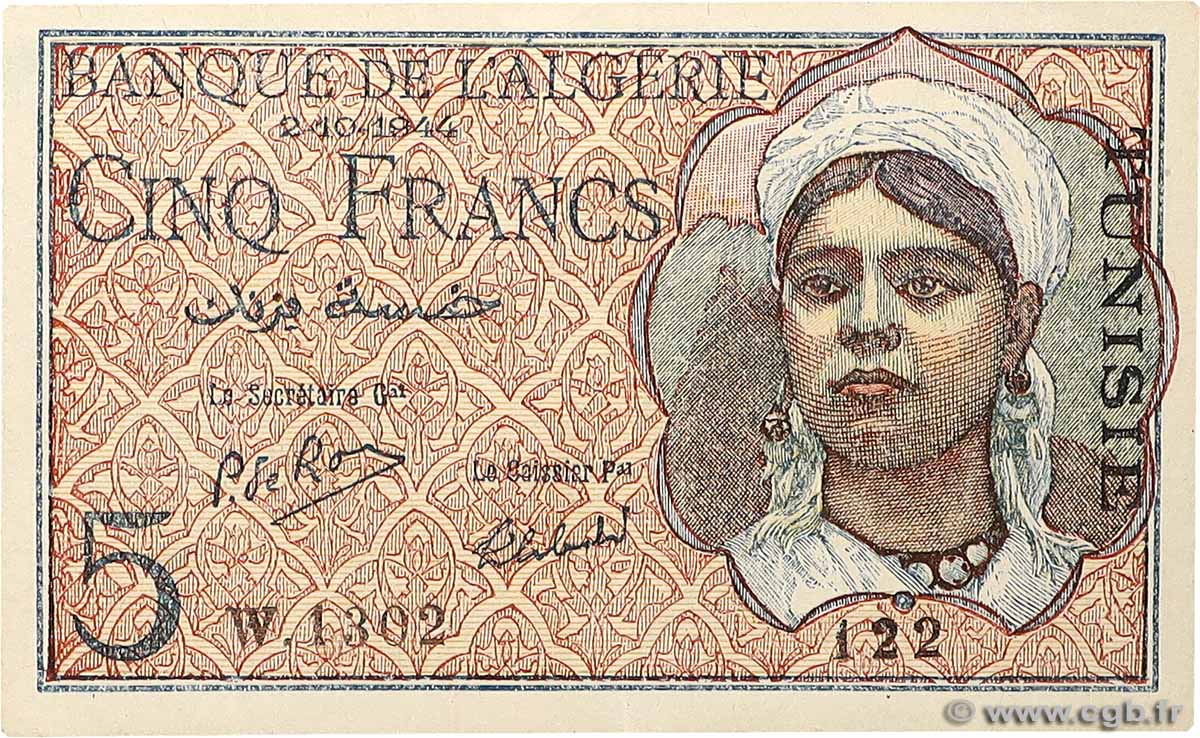 5 Francs TUNESIEN 1944 P.16 fST