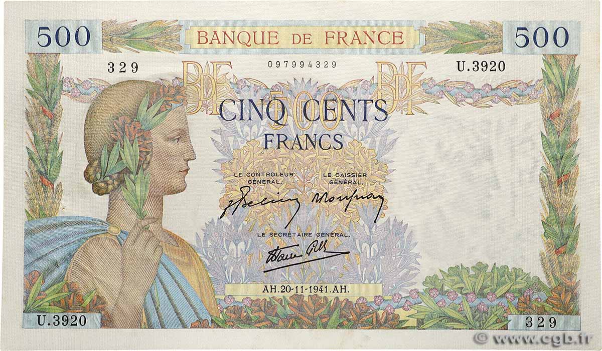 500 Francs LA PAIX FRANCE 1941 F.32.24 XF
