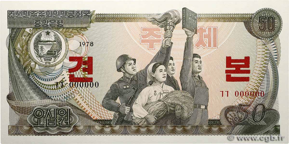 50 Won Spécimen NORDKOREA 1978 P.21s fST+