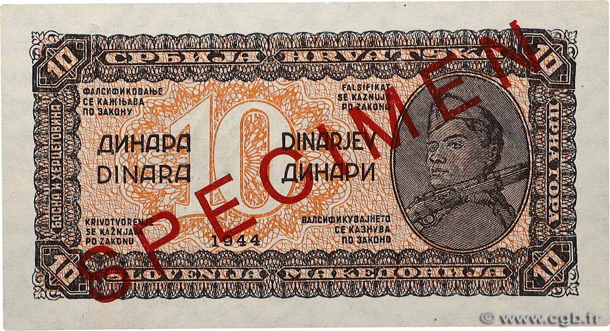10 Dinara Spécimen JUGOSLAWIEN 1944 P.050s ST