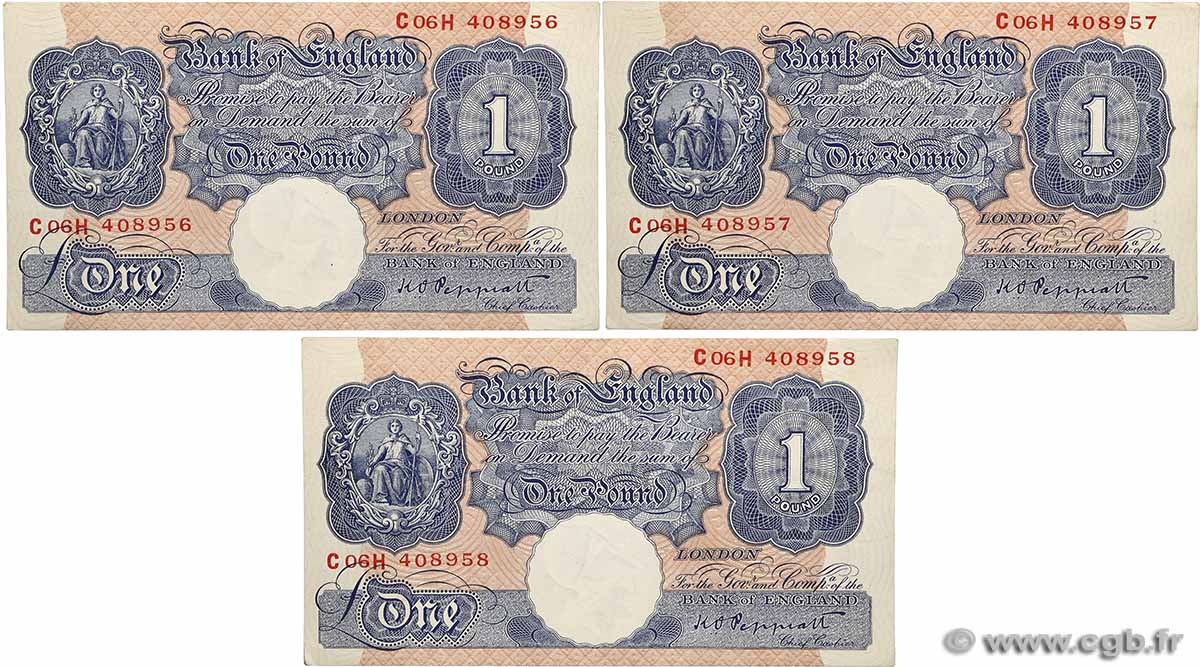1 Pound Consécutifs ENGLAND 1940 P.367a fST+
