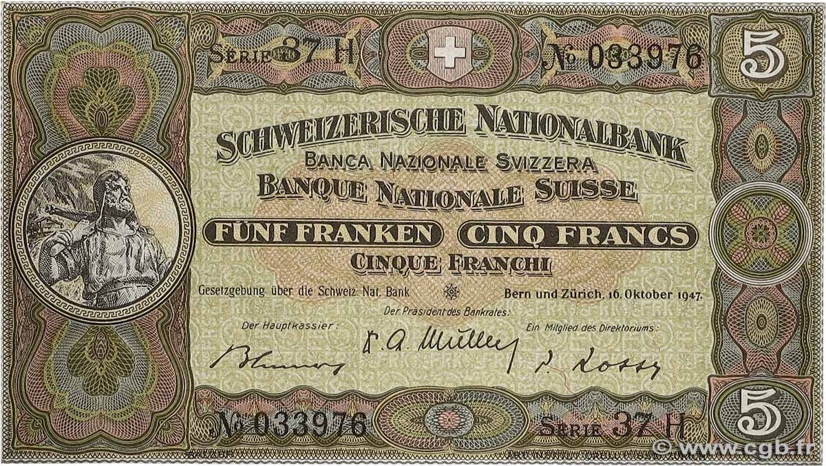 5 Francs SUISSE 1947 P.11m UNC