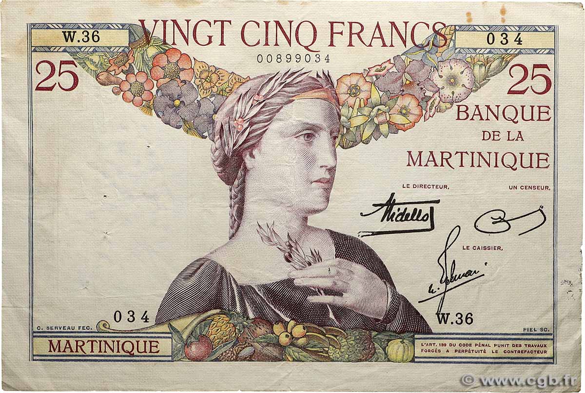 25 Francs MARTINIQUE 1938 P.12 SS