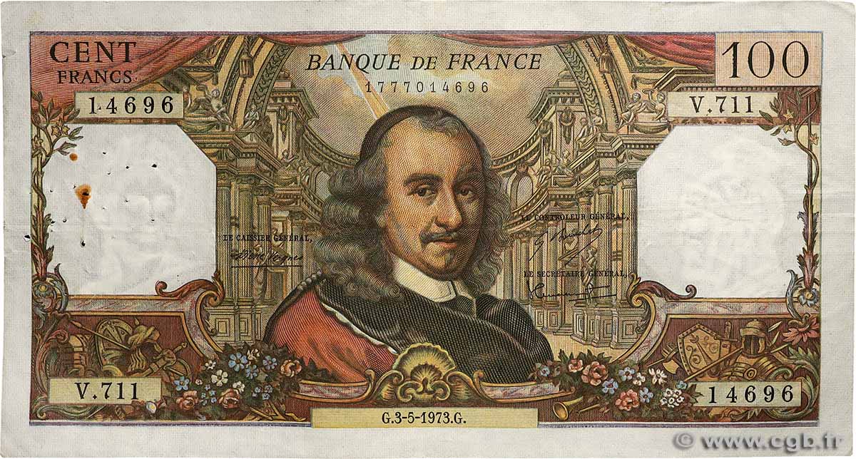 100 Francs CORNEILLE FRANCE 1973 F.65.42 TB