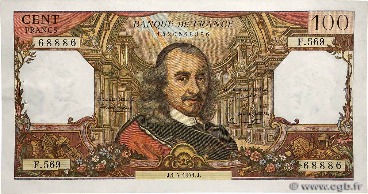 100 Francs CORNEILLE FRANKREICH 1971 F.65.36 VZ