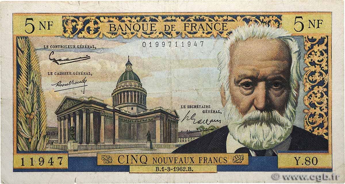 5 Nouveaux Francs VICTOR HUGO FRANCE 1962 F.56.11 G