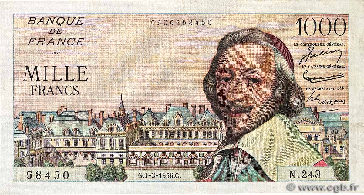 1000 Francs RICHELIEU FRANCE 1956 F.42.19 TTB
