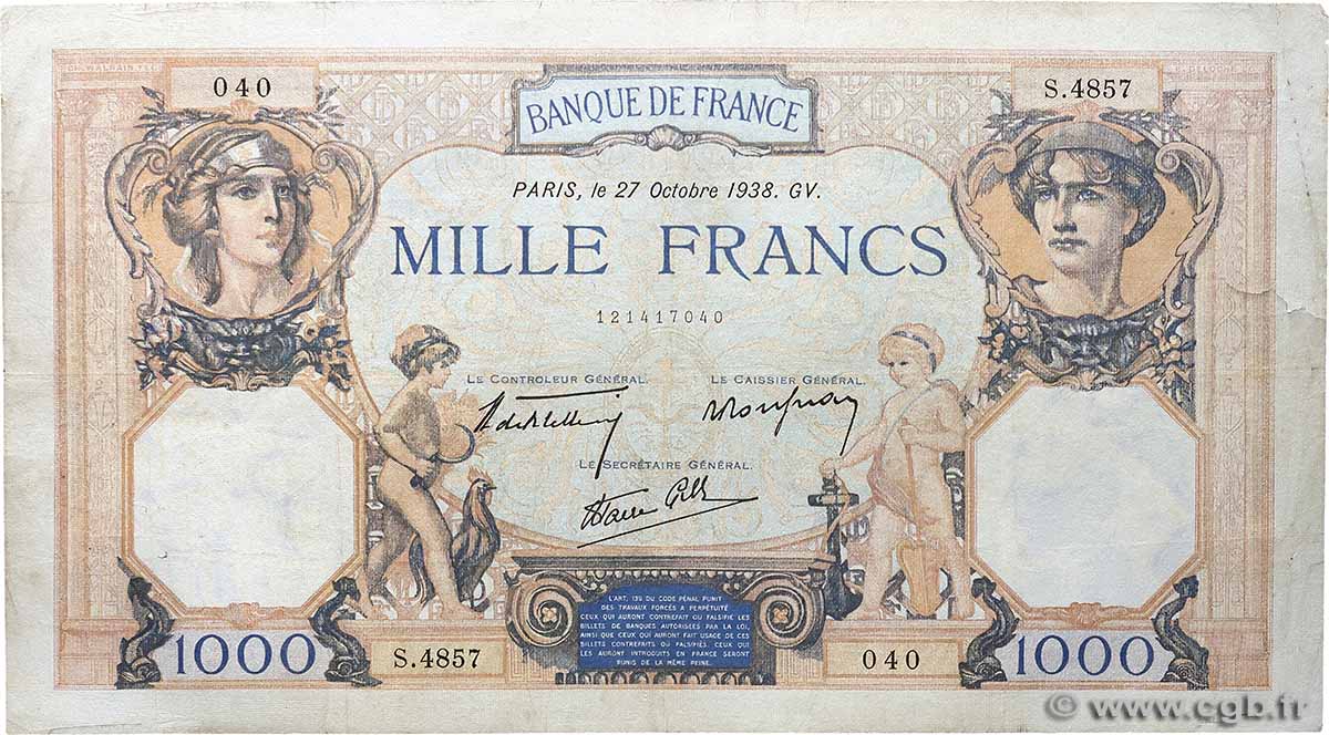 1000 Francs CÉRÈS ET MERCURE type modifié FRANCE 1938 F.38.31 F