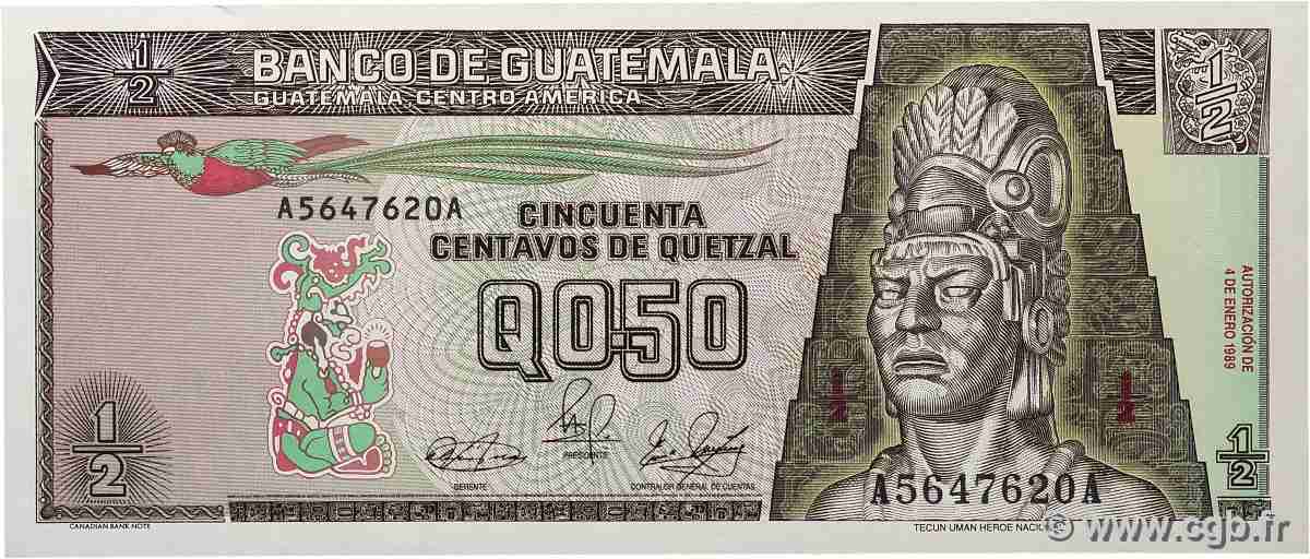 1/2 Quetzal GUATEMALA 1989 P.072a UNC-