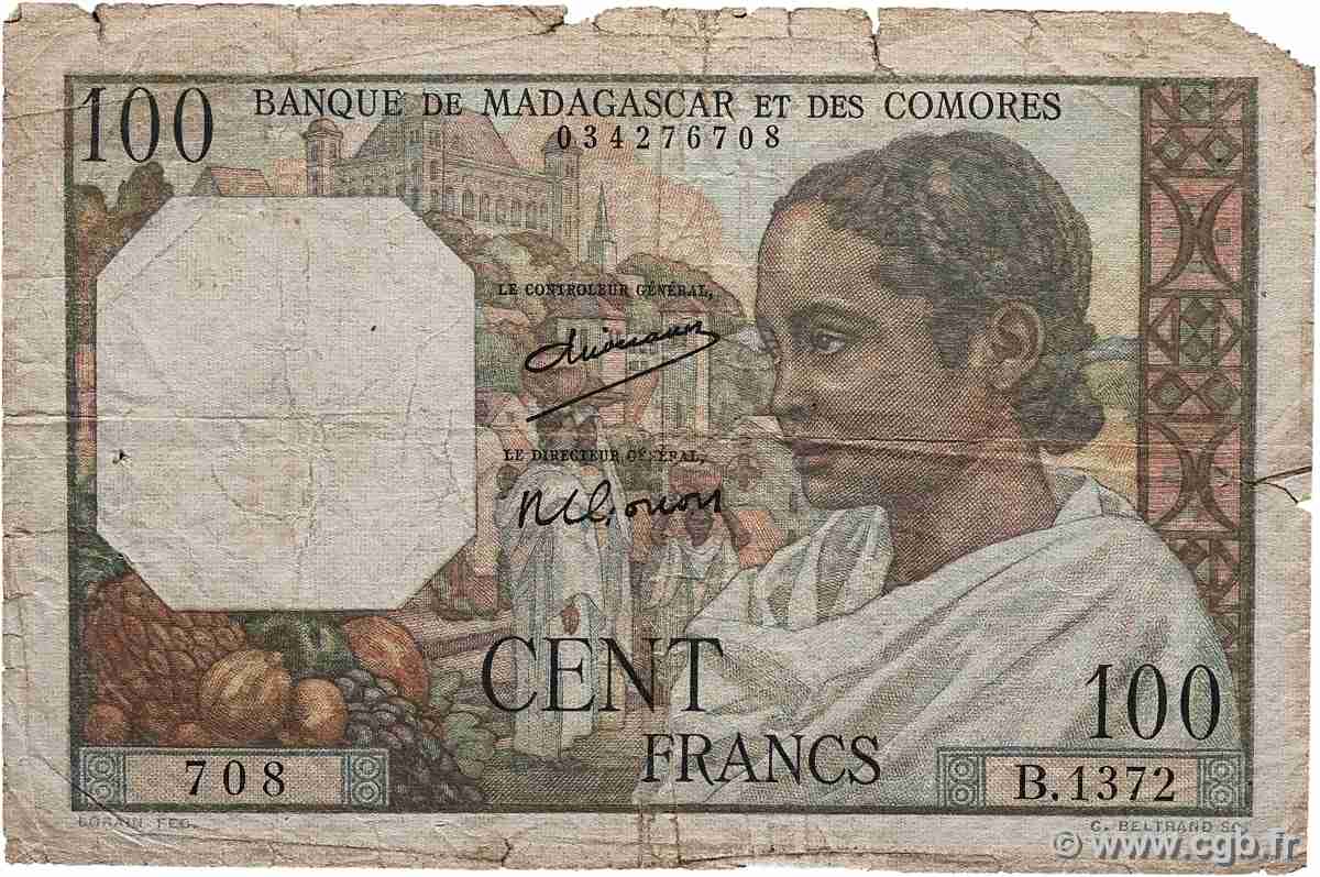 100 Francs MADAGASCAR 1950 P.046a B