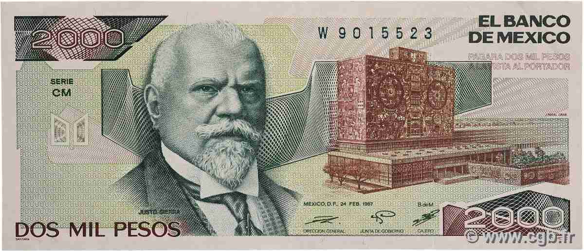 2000 Pesos MEXICO 1987 P.086b XF+