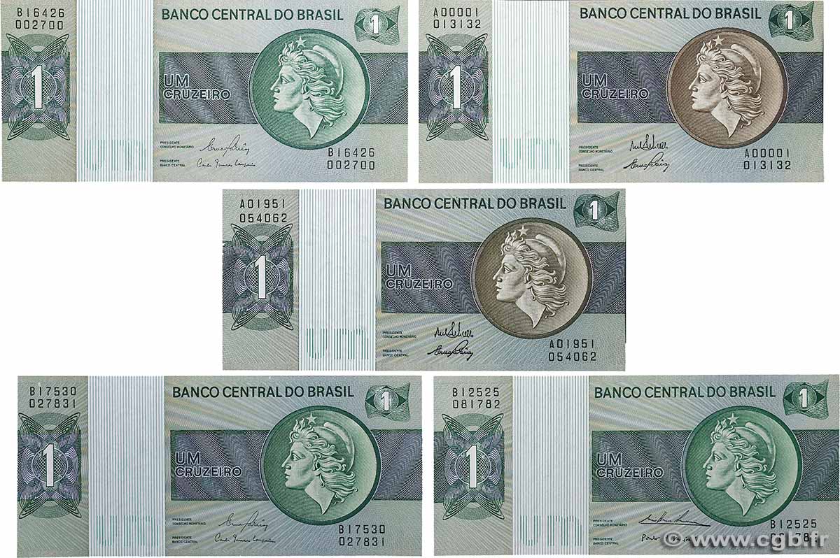 1 Cruzeiro Lot BRAZIL 1970 P.191a, P.191Ab et P.191Ac UNC-