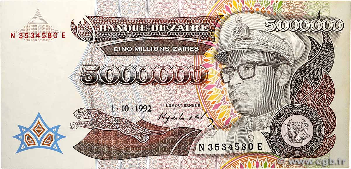 5000000 Zaïres ZAÏRE 1992 P.46 SPL+