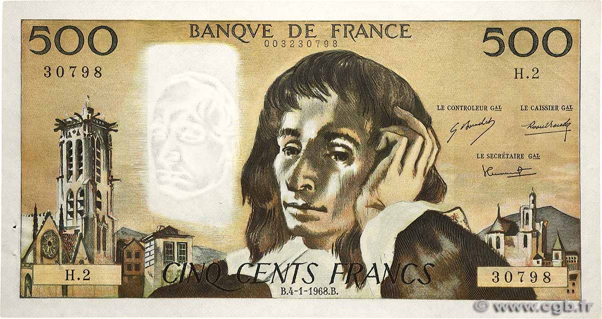 500 Francs PASCAL FRANCE 1968 F.71.01 XF