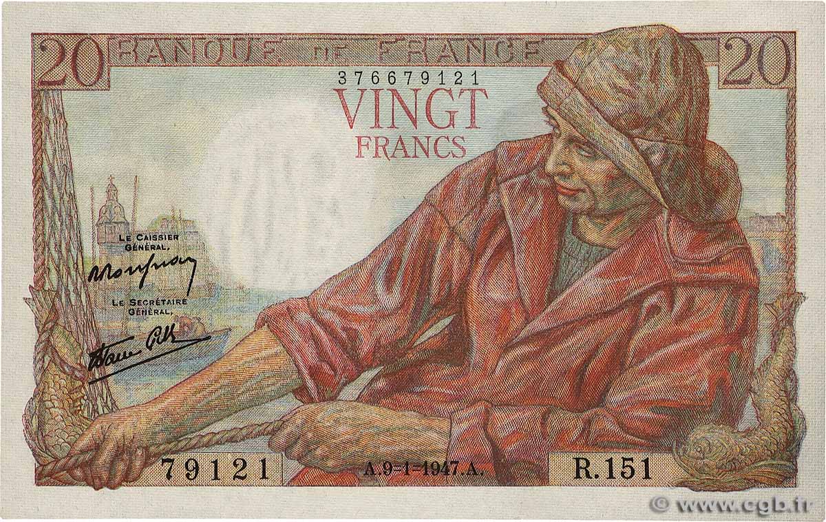 20 Francs PÊCHEUR FRANCE 1947 F.13.11 pr.NEUF