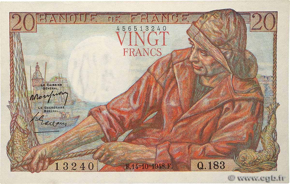 20 Francs PÊCHEUR FRANCE 1948 F.13.13 TTB