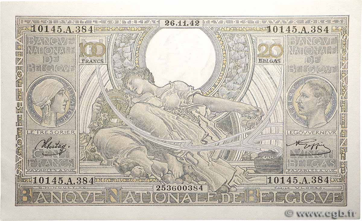 100 Francs BELGIQUE 1943 P.107 pr.NEUF