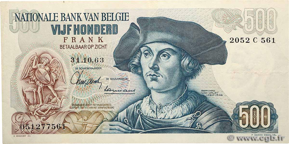 500 Francs BELGIQUE 1963 P.135a TTB