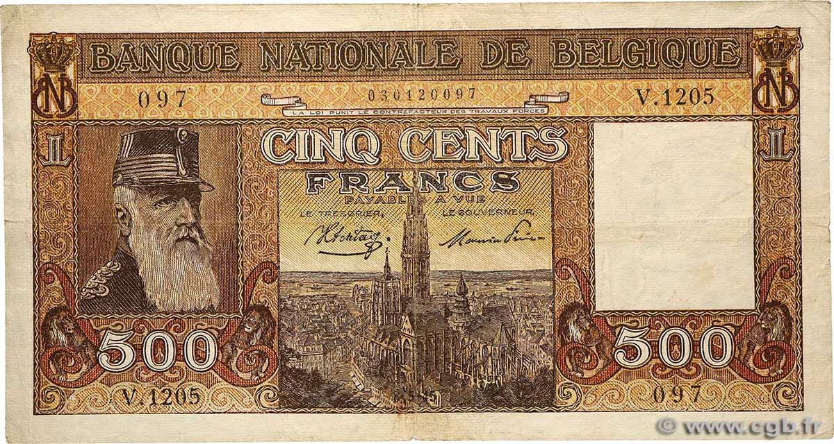 500 Francs BELGIQUE 1945 P.127a pr.TB