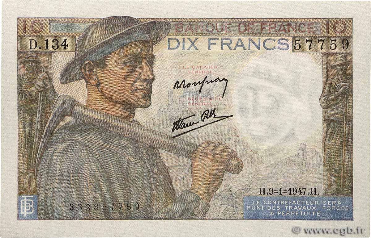 10 Francs MINEUR FRANKREICH 1947 F.08.17 fST+