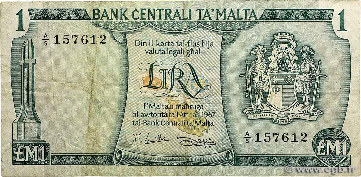 1 Lira MALTE 1973 P.31b TB