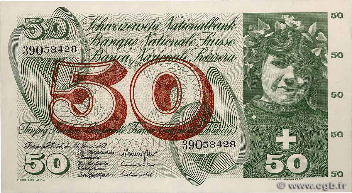50 Francs SWITZERLAND 1972 P.48l VF+
