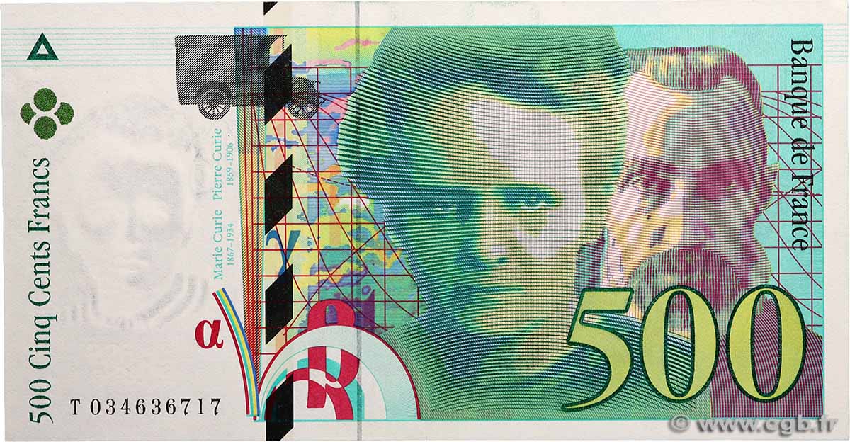 500 Francs PIERRE ET MARIE CURIE FRANKREICH 1995 F.76.02 fST+