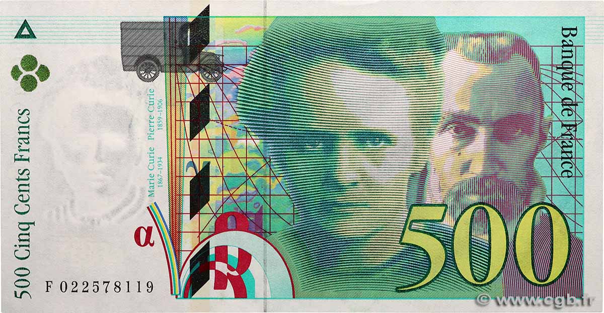 500 Francs PIERRE ET MARIE CURIE FRANKREICH 1994 F.76.01 fST+