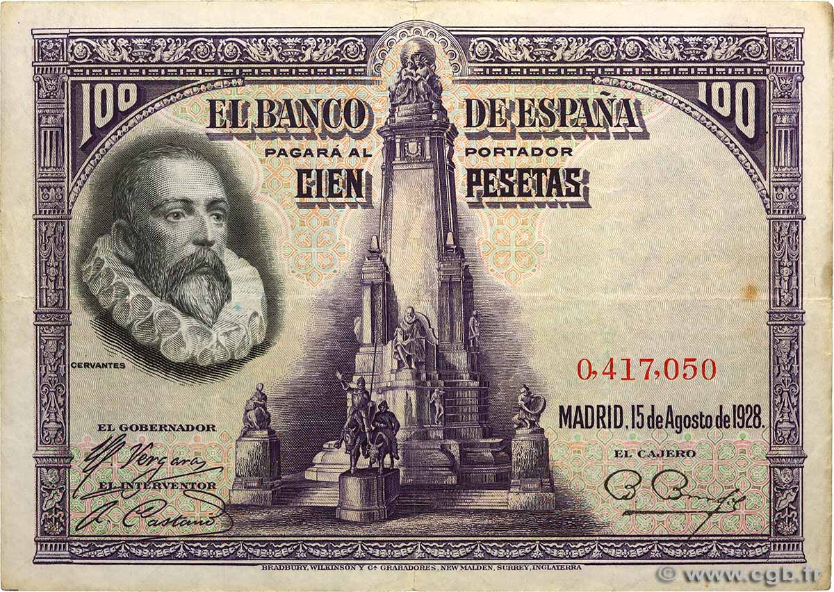 100 Pesetas SPAIN 1928 P.076a VF