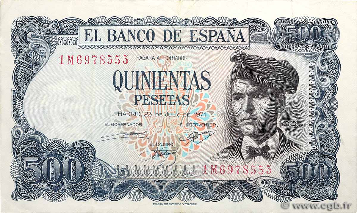500 Pesetas SPAIN 1971 P.153a VF+